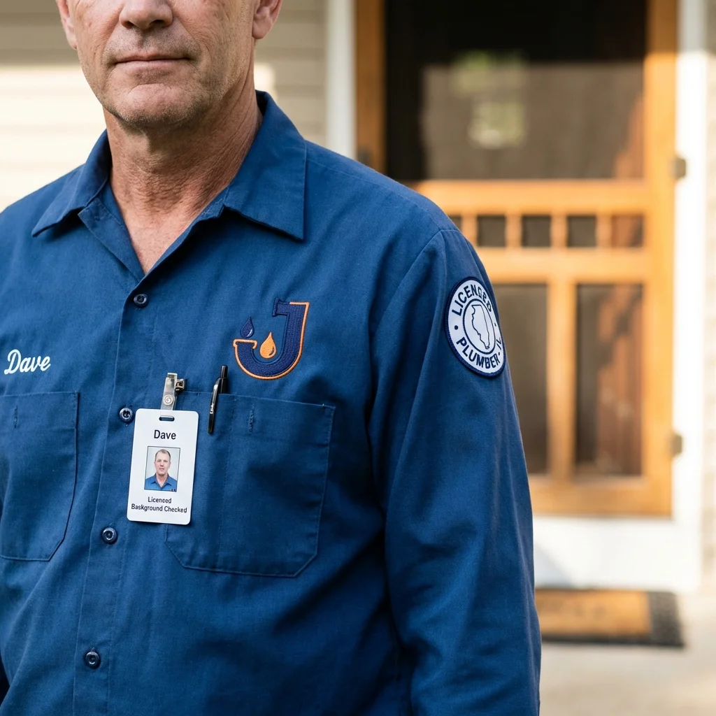 Licensed plumber showing ID badge in Navajo, NM