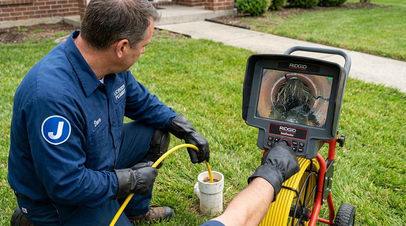 Sewer camera inspection being performed by Johns Plumbing LLC in Navajo